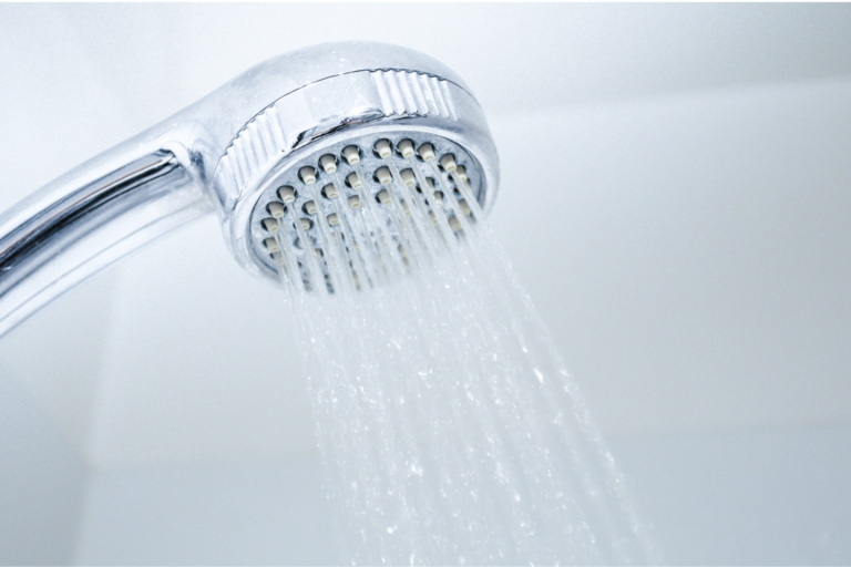 calcium-free shower head with running water