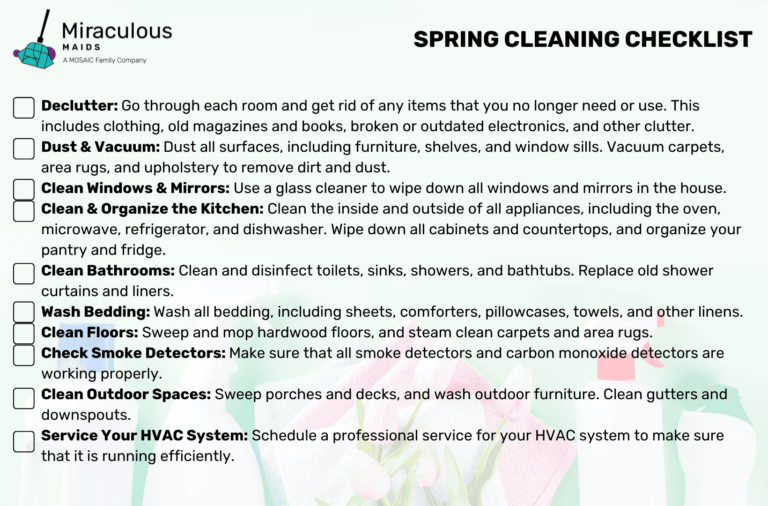 a list of areas to check for spring cleaning